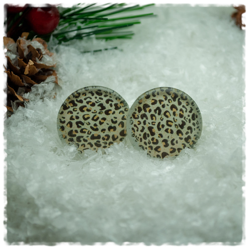 Ohrringe beige mit Leoprint