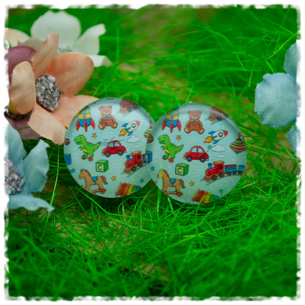 Ohrringe in 20 mm hellblau mit Spielzeug