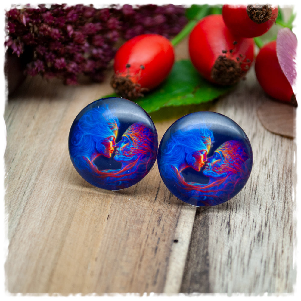 Ohrringe in 20 mm blau mit Pärchen