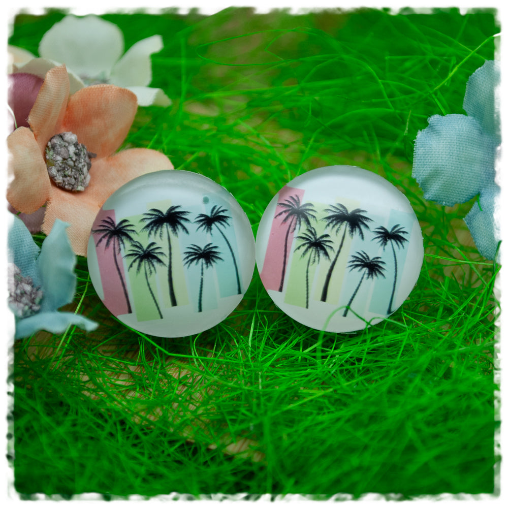 Ohrringe bunt gestreift mit Palmen