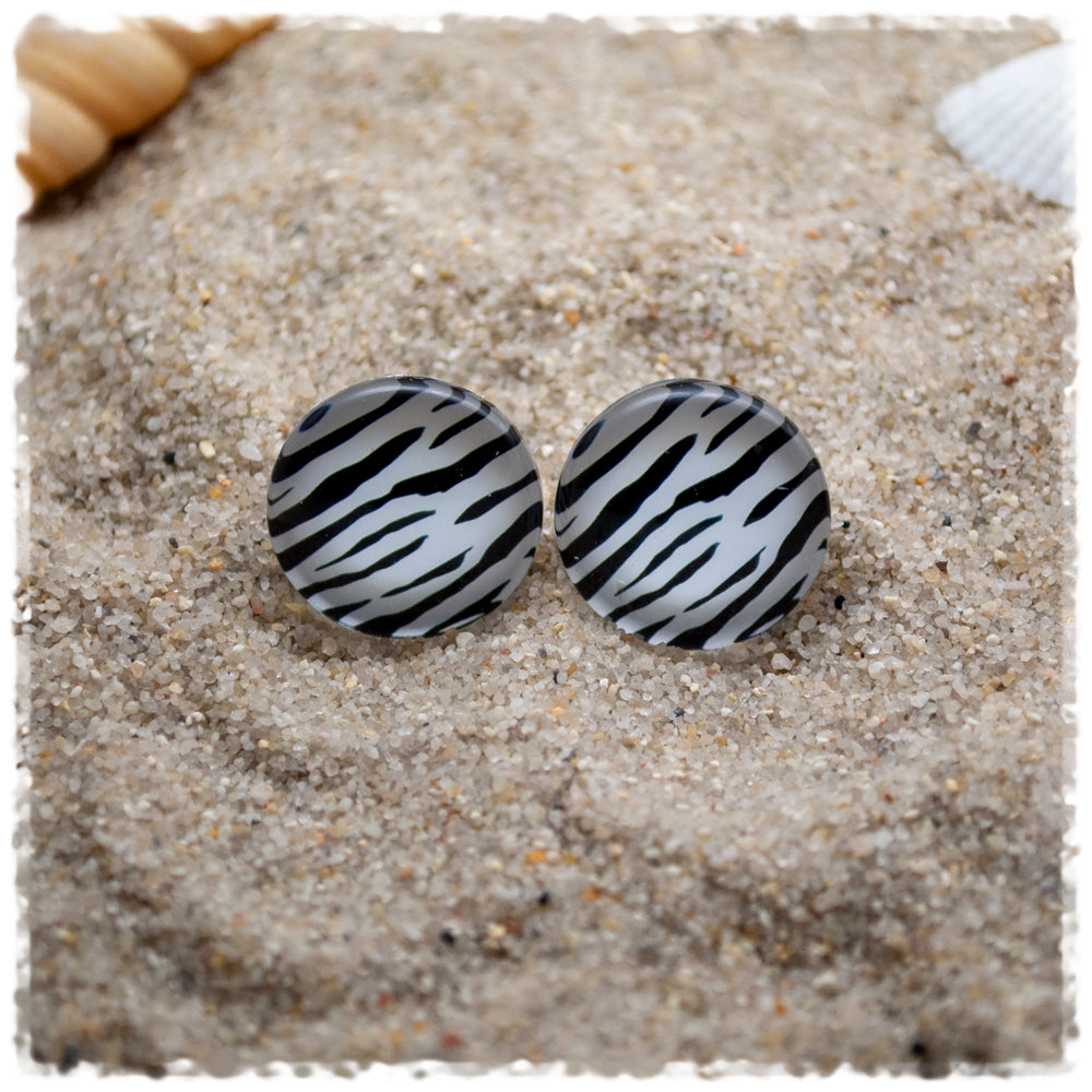 Ohrringe 18 mm weißes Animalprint - Jackelina
