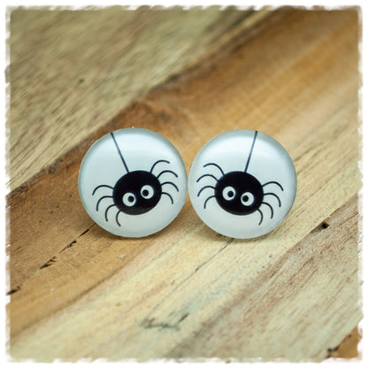 Ohrringe grau mit Spinne