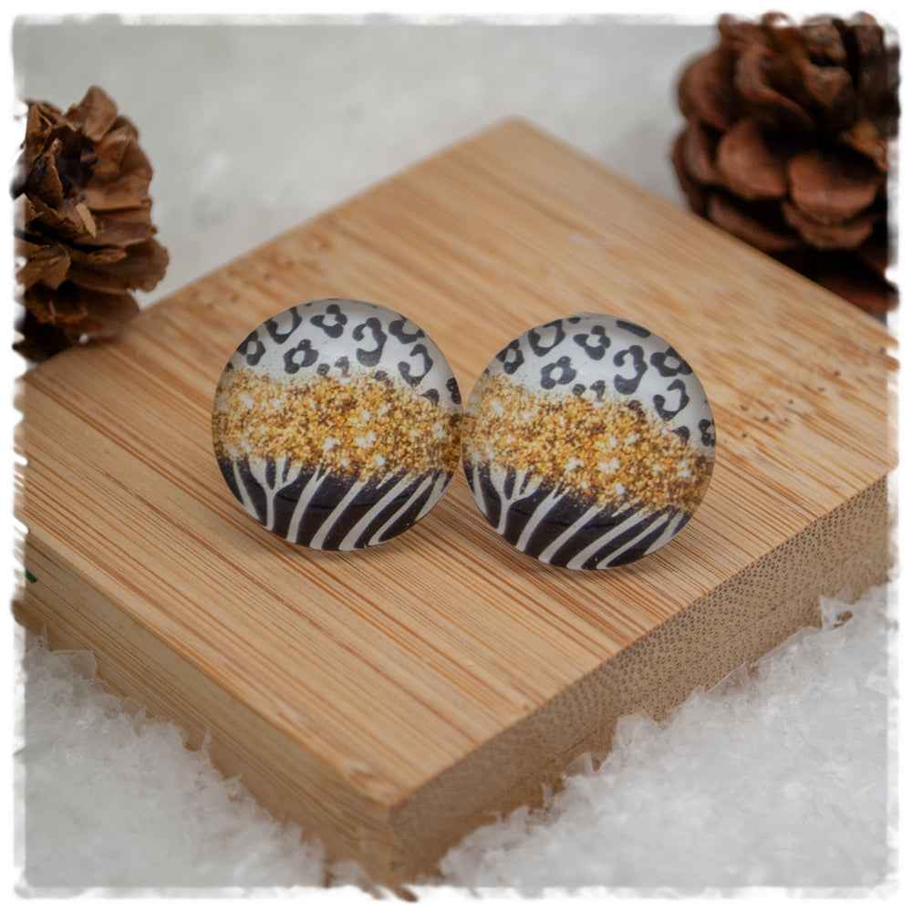 Ohrringe Animalprint mit goldenem Streifen