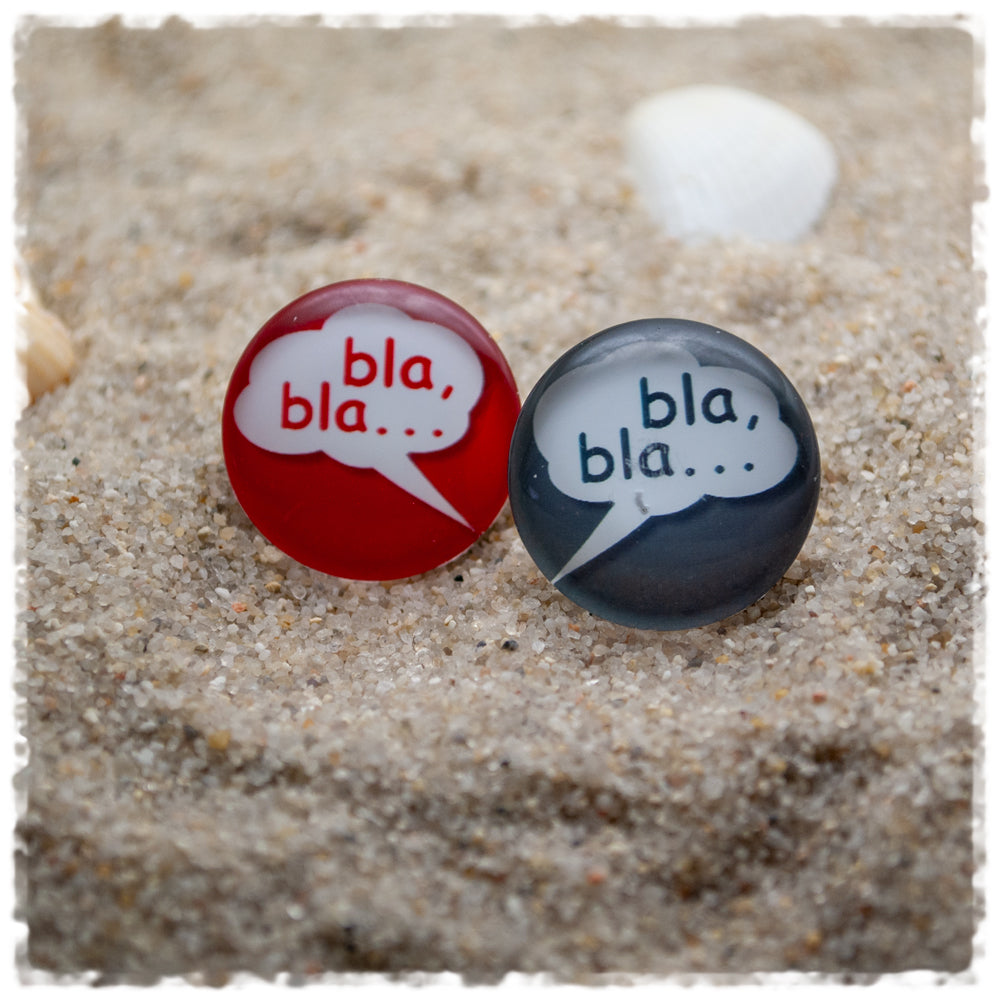 Ohrringe bla, bla... bla, bla... in rot und grau - Jackelina