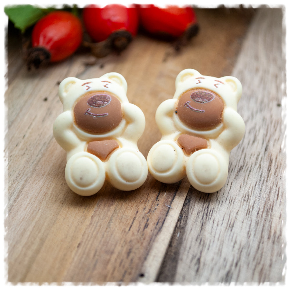 Ohrringe in 25mm Teddybär beige