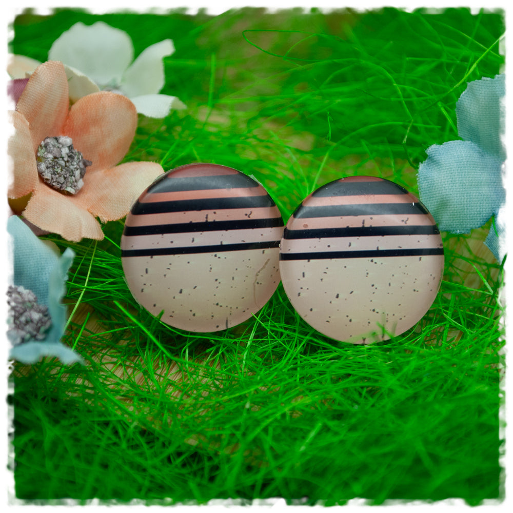 Ohrringe aprikot mit schwarzen Streifen