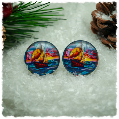 Ohrringe buntes Segelschiff