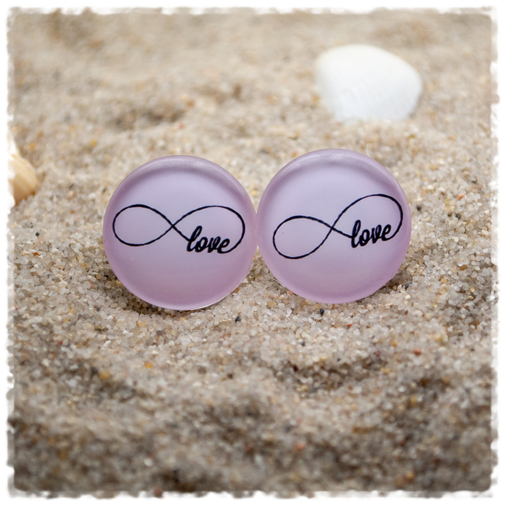 Ohrringe rosa mit Infinitiy und LOVE - Jackelina