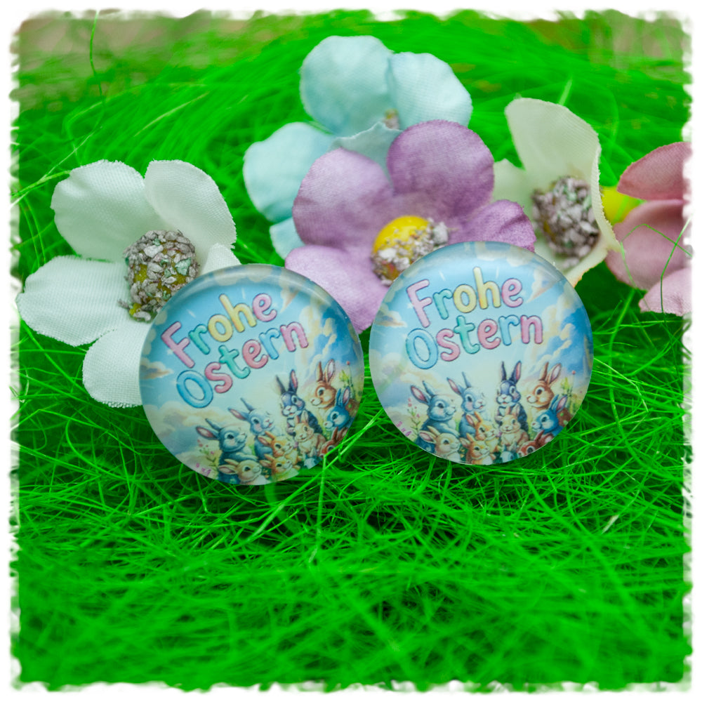 Ohrringe Frohe Ostern mit vielen Hasen