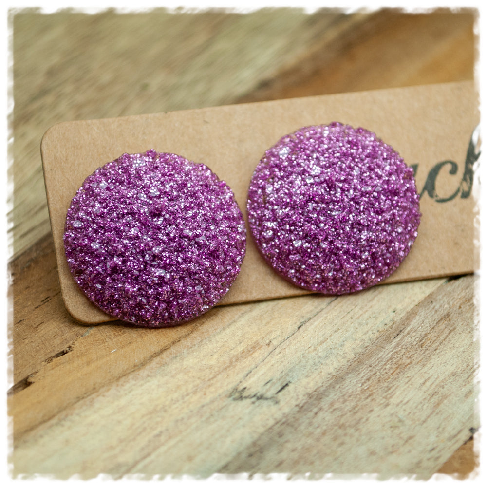 Ohrringe in 25 mm Glitzer fuchsia