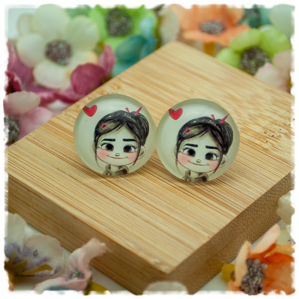 Ohrringe beige mit Mädchen und Herz (AKTION) - Jackelina