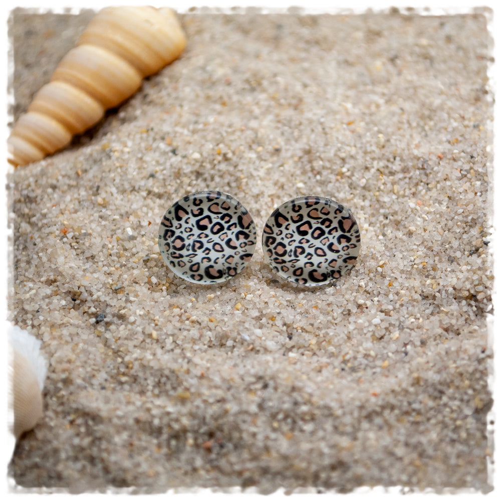 Ohrringe beige mit Leoprint - Jackelina