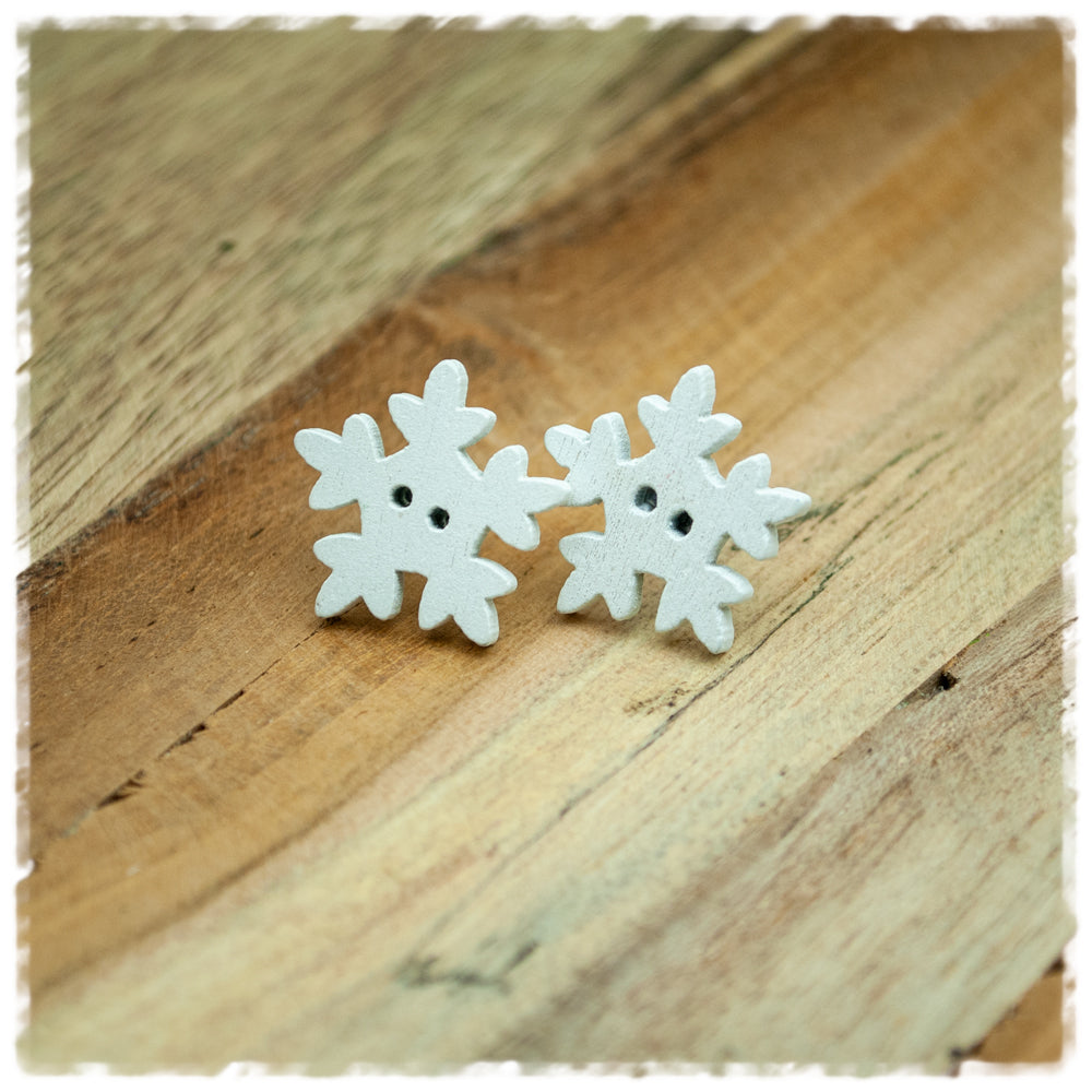 Ohrringe in 20 mm weiße Schneeflocke