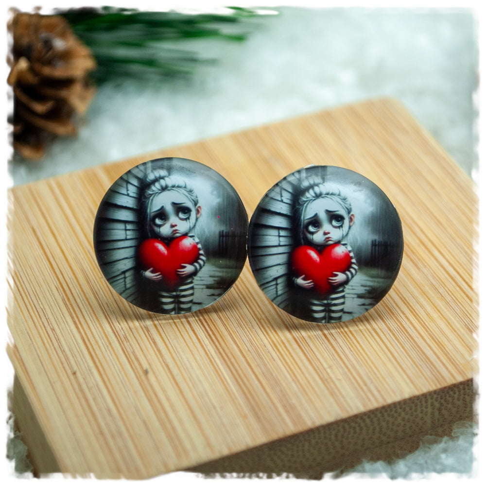 Ohrringe in 20 mm kleines Mädchen mit Herz
