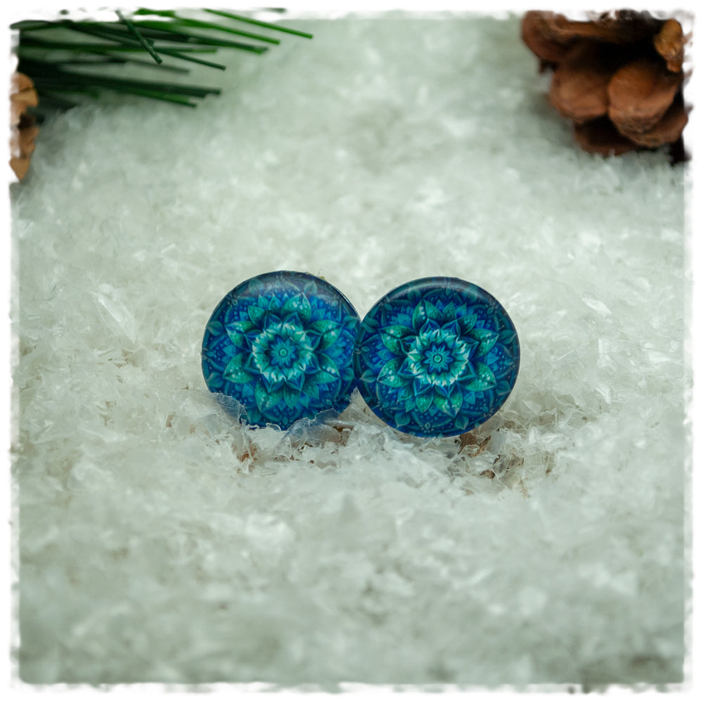 Ohrringe in 16 mm blaues Mandala