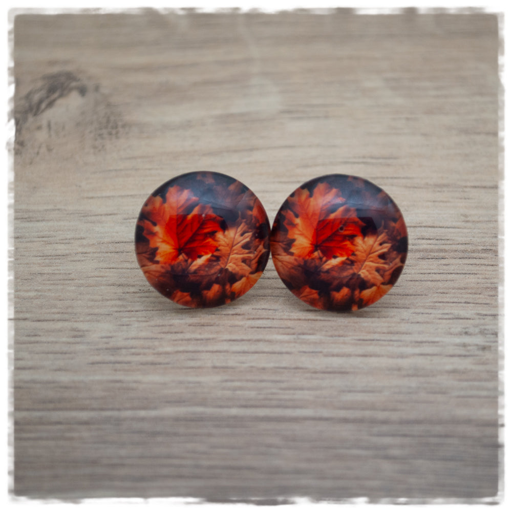 Ohrringe in 20 mm braunes Herbstlaub