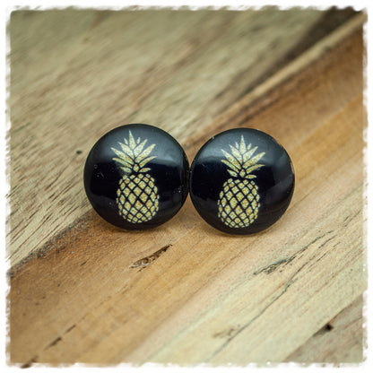 Ohrringe schwarz mir goldener Ananas