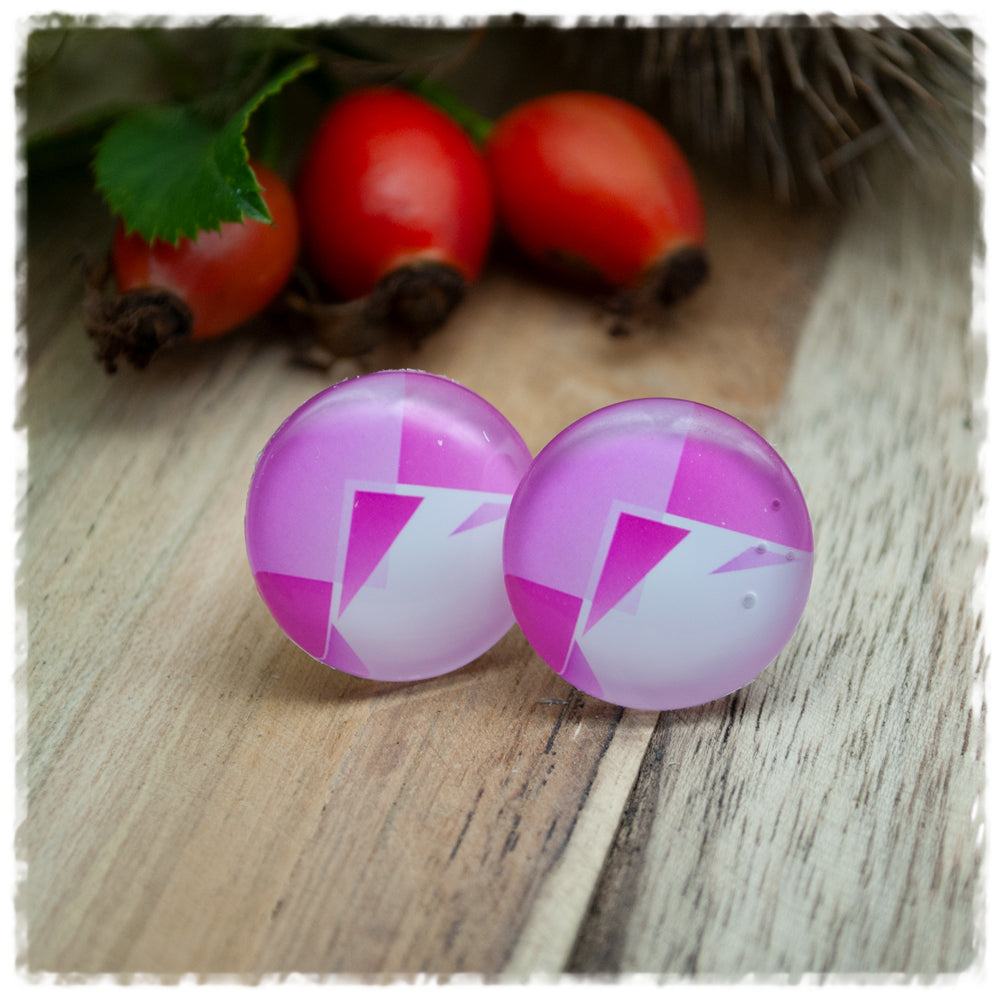 Ohrringe pink weiß gemustert (AKTION)