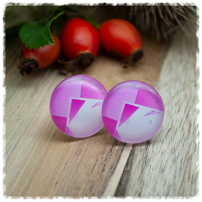Ohrringe pink weiß gemustert