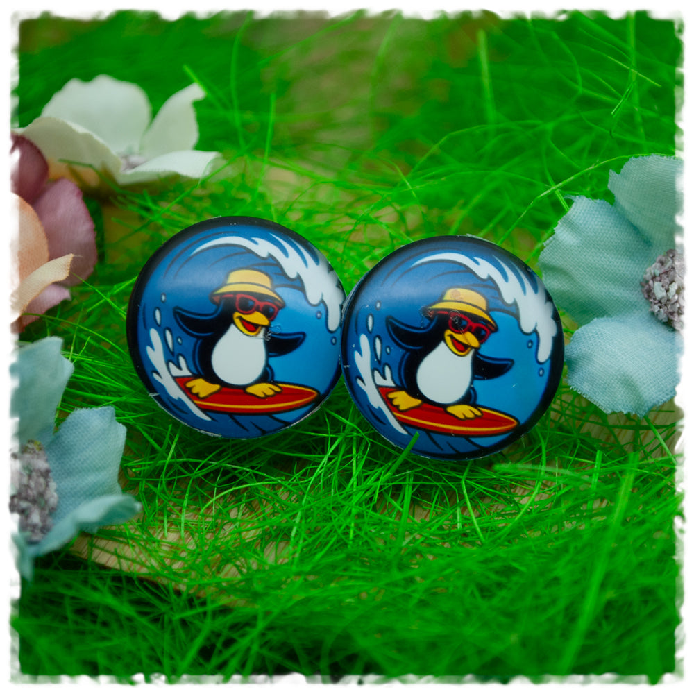 Ohrringe in 20 mm surfender Pinguin