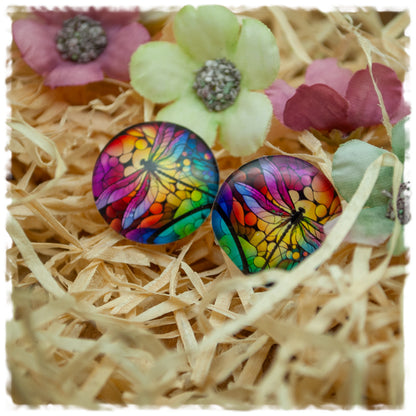 Ohrringe bunt gemustert mit Libelle