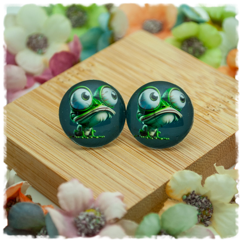 Ohrringe grau mit Frosch - Jackelina