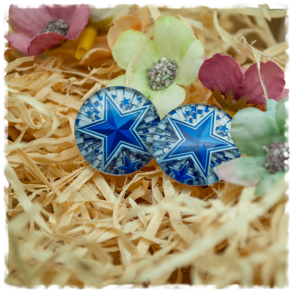 Ohrringe grau mit blauem Stern