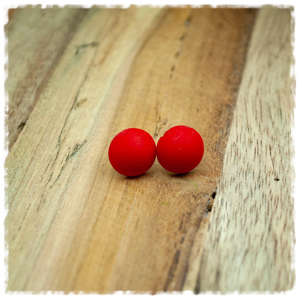 Ohrringe in 12 mm matt rot