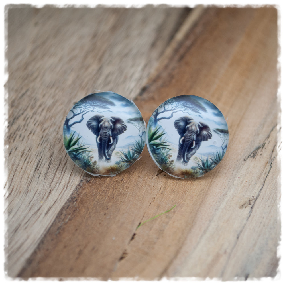 Ohrringe in 20 mm grau mit Elefant