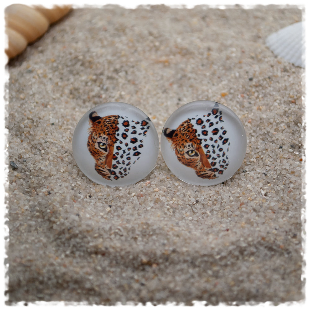 Ohrringe weiß mit Leopard und Leoprint
