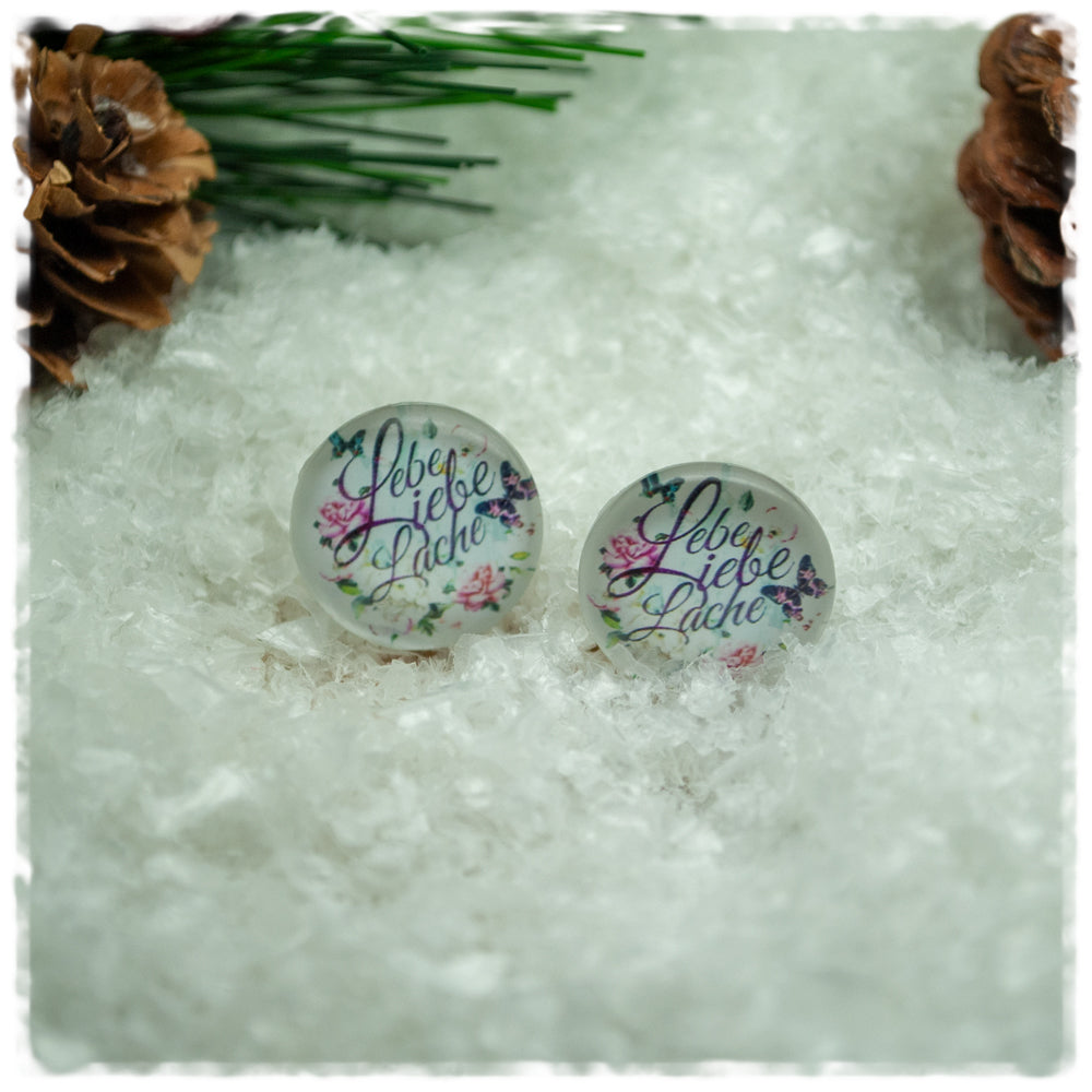 Ohrringe in 16 mm beige mit Schmetterling