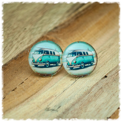 Ohrringe mint mit Camper und Surfbrett