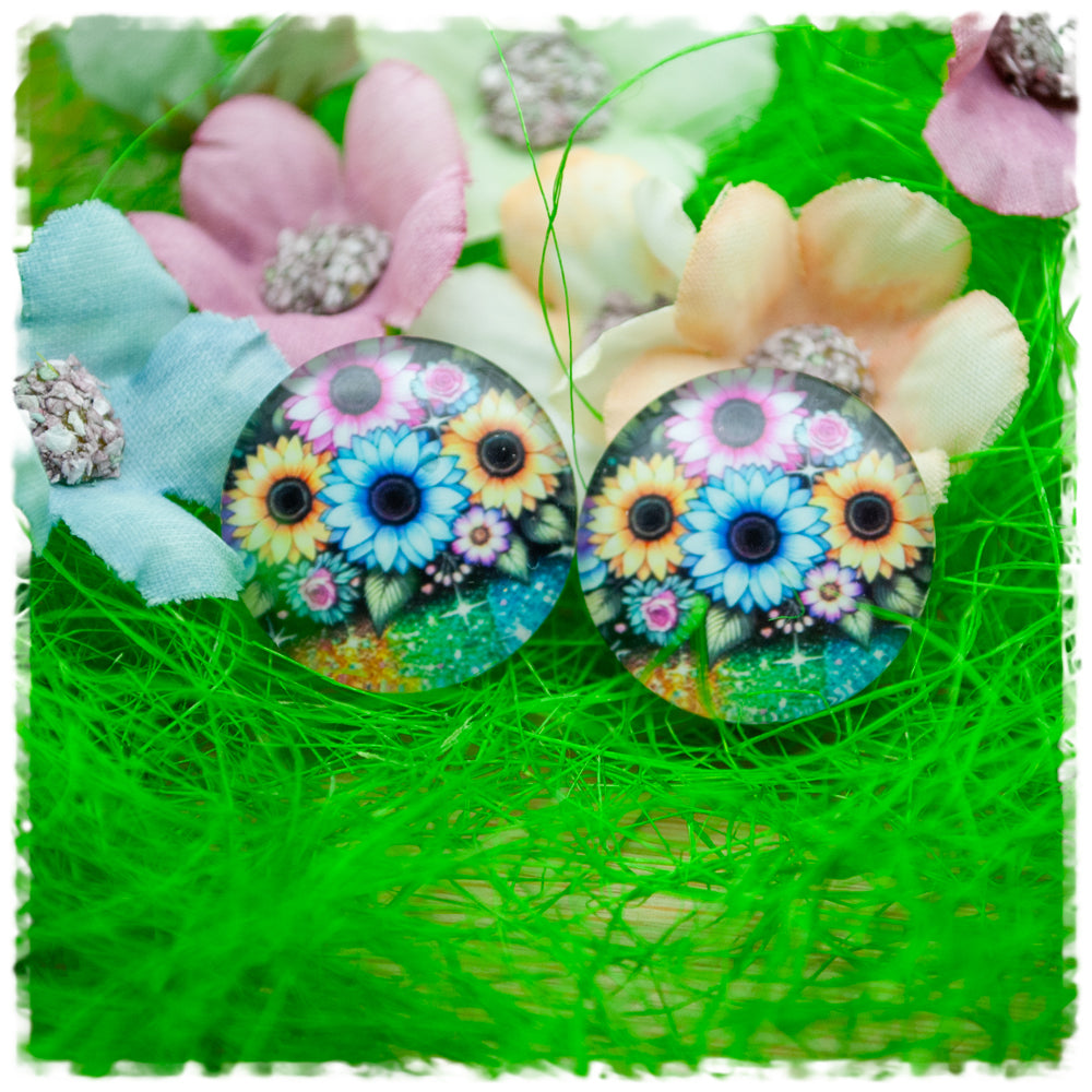 Ohrringe bunt gemustert mit Blumen