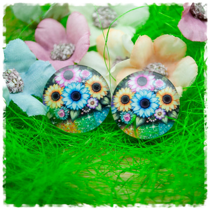 Ohrringe bunt gemustert mit Blumen