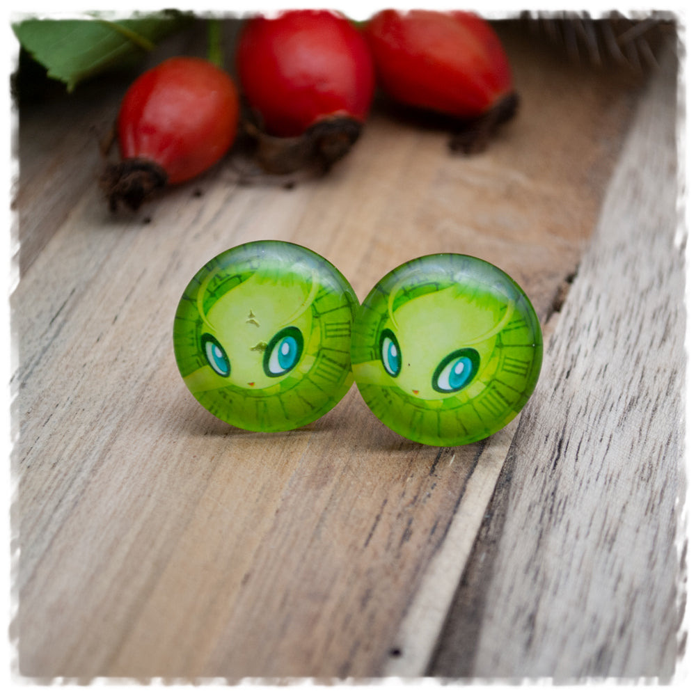 Ohrringe in 18 mm kleines grünes Monster (B-WARE)