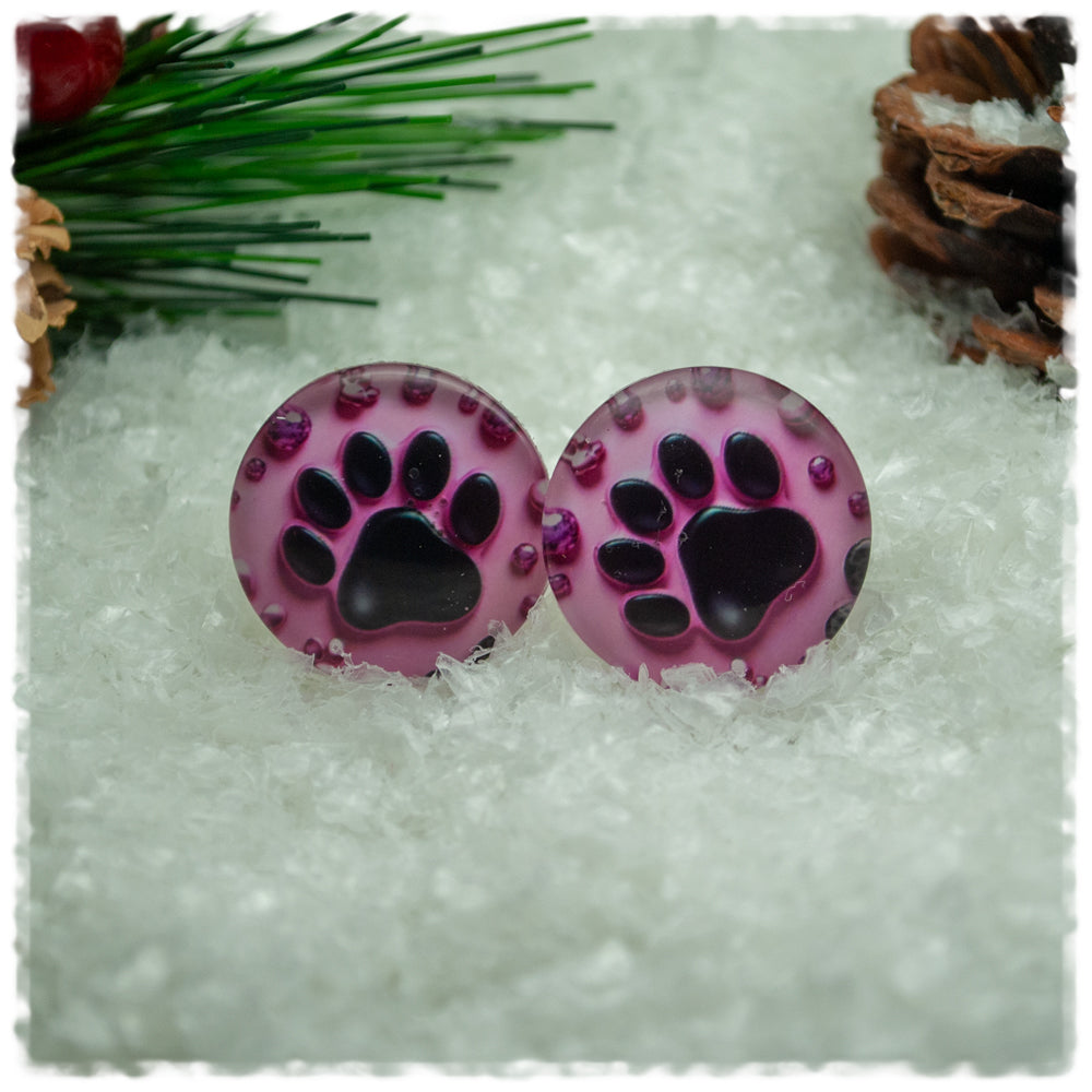 Ohrringe rosa mit Hundepfote