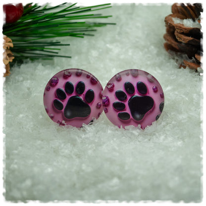 Ohrringe rosa mit Hundepfote