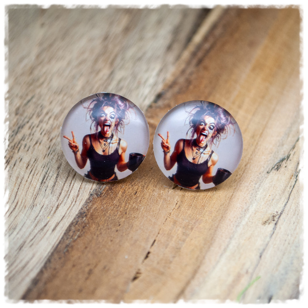 Ohrringe in 20 mm beige mit Crazy Girl