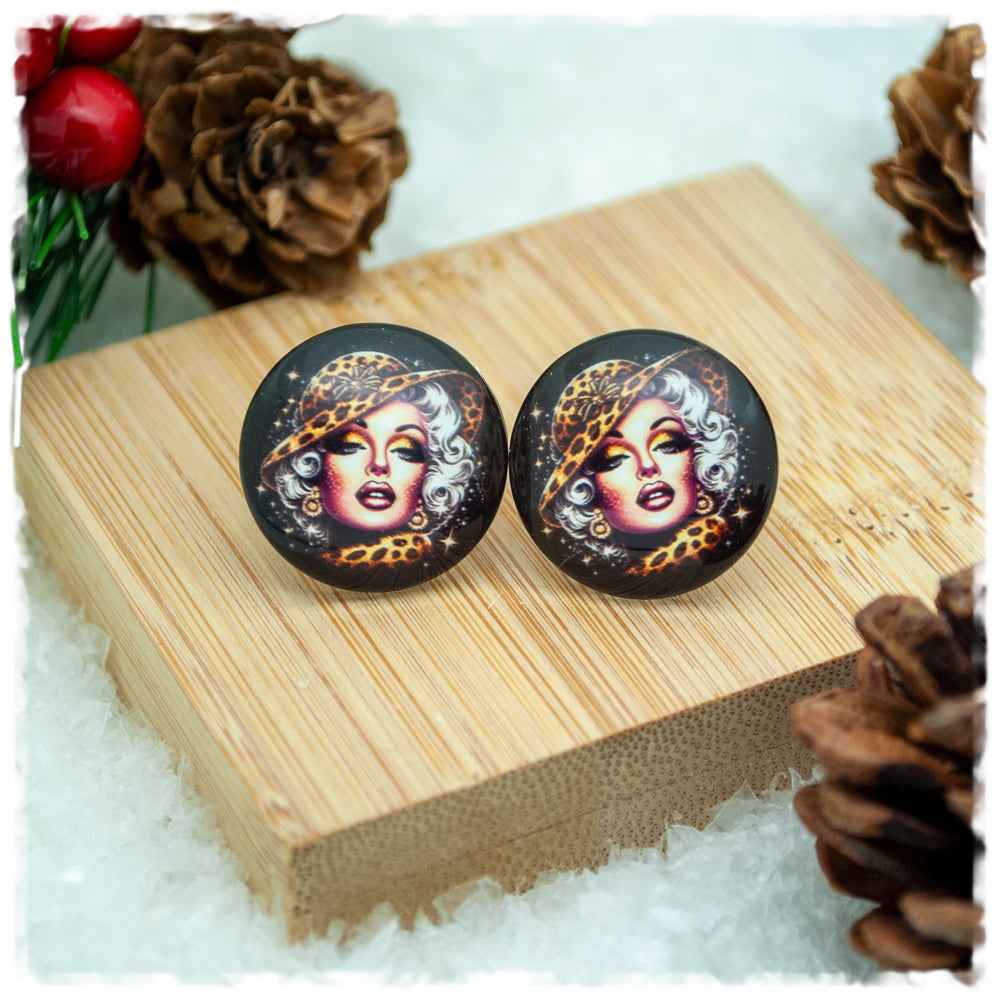 Ohrringe Frau mit Leoprinthut (AKTION)