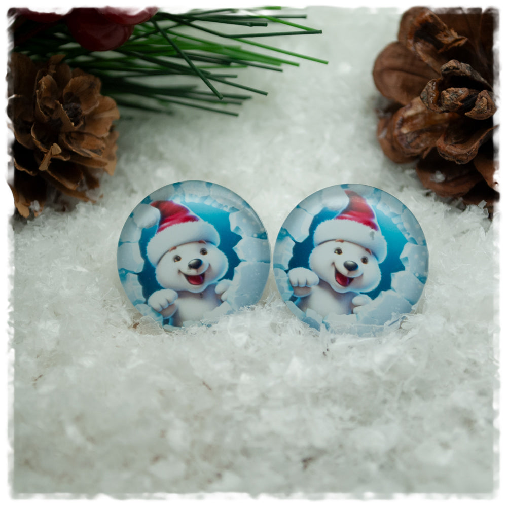 Ohrringe Eisbär mit roter Mütze