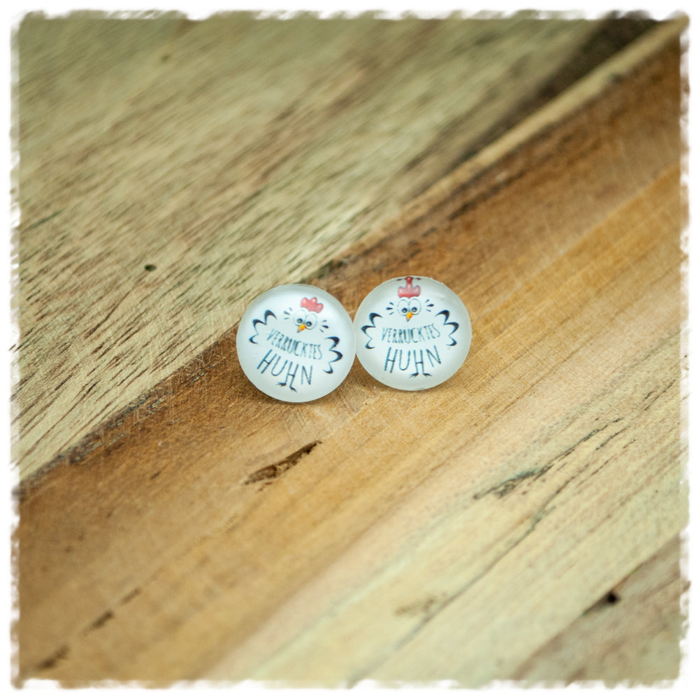 Ohrringe in 12 mm VERRÜCKTES HUHN mit 925er Silber