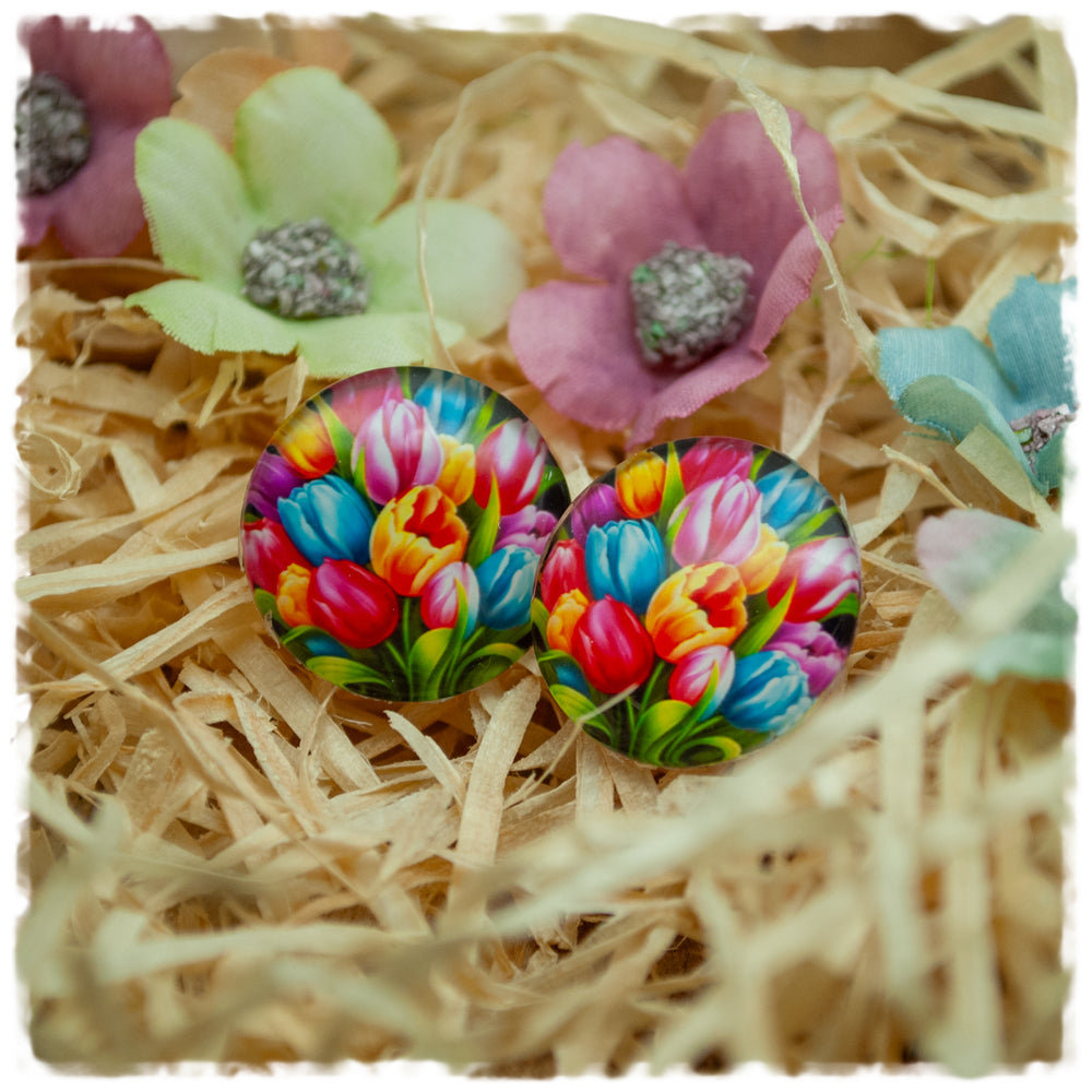 Ohrringe in 20 mm bunte Tulpen