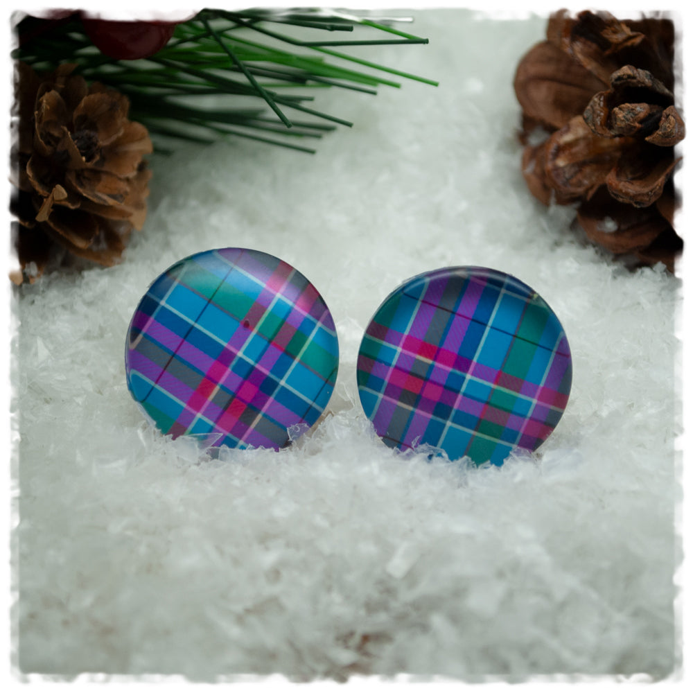 Ohrringe mit Karomuster in grün, blau und pink (AKTION)