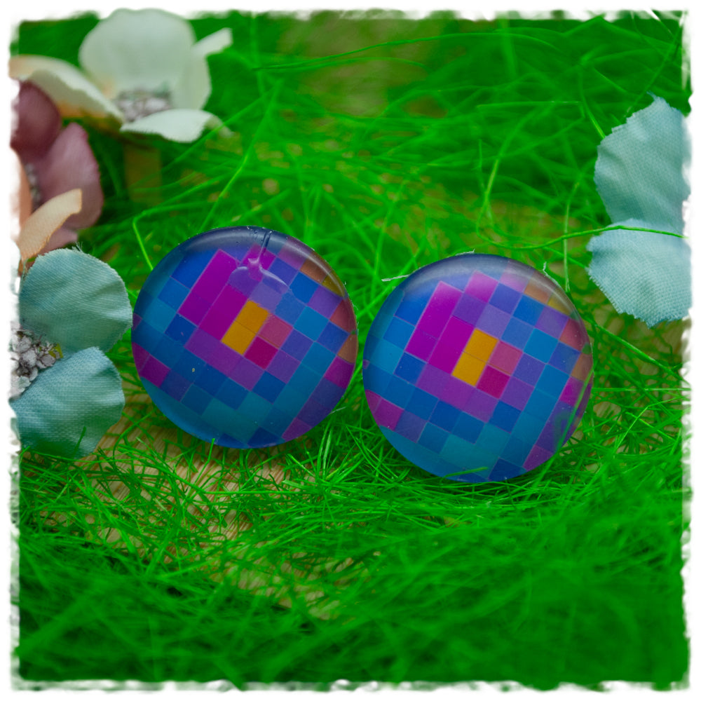 Ohrringe bunte große Pixel
