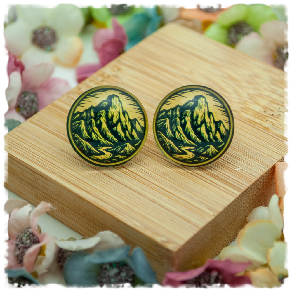 Ohrringe in 20 mm hellbraun mit Bergen - Jackelina