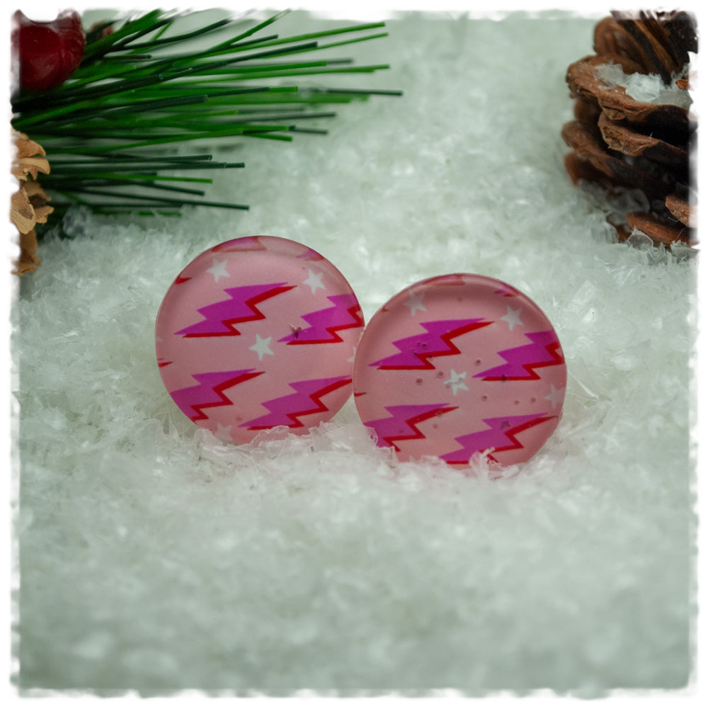 Ohrringe rosa mit pinken Blitzen