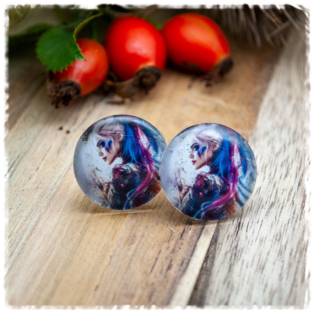 Ohrringe hellgrau mit Cybergirl