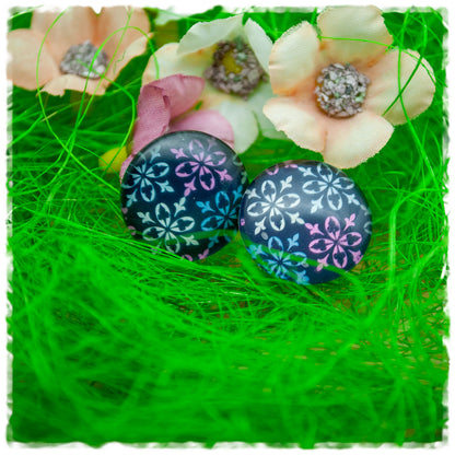 Ohrringe dunkelblau mit Ornamenten