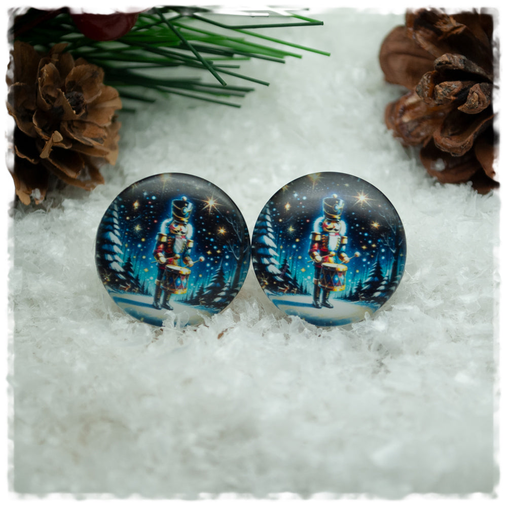 Ohrringe in 20 mm blau mit Nussknacker