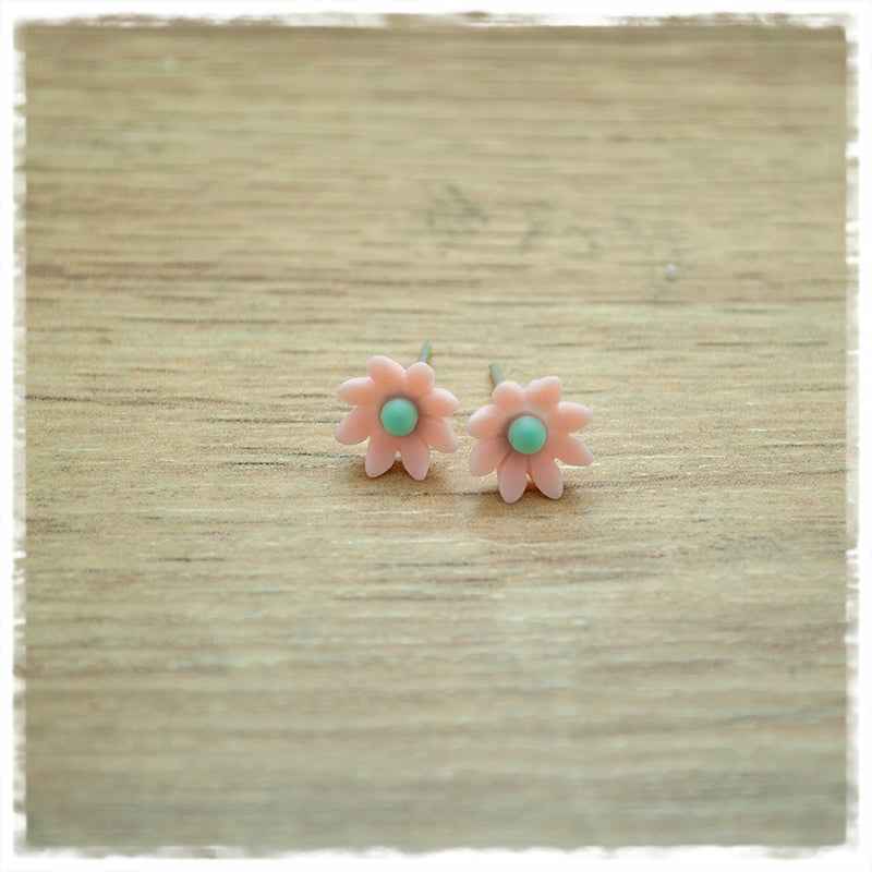 Ohrringe in 10 mm Blümchen in rosa